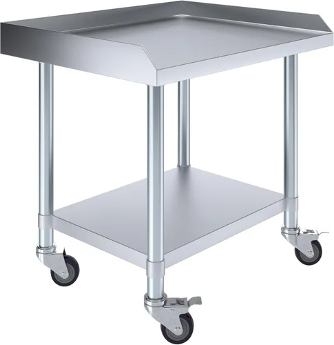 Vista 38 de AmGood Soporte para equipo de acero inoxidable con estante inferior + ruedas, resistente, grado comercial, certificado NSF