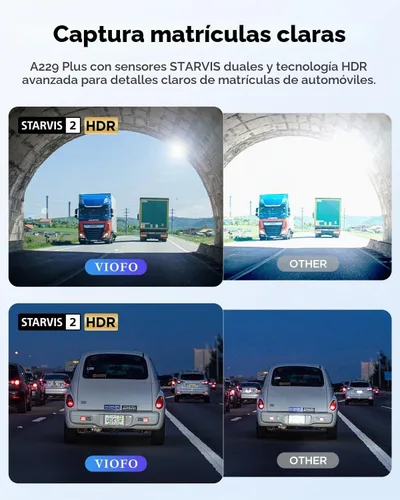 Vista 4 de VIOFO A229 Plus Dash Cam frontal y trasera, 2K Dual STARVIS 2 Sensores