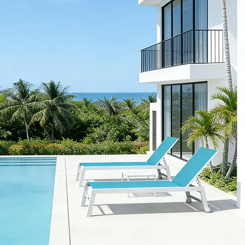 Vista 20 de PURPLE LEAF Juego de tumbonas para exteriores, sillón reclinable ajustable para tomar el sol con mesa auxiliar para playa, piscina, patio, tumbona