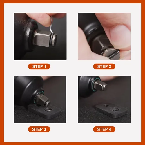Vista 3 de Clip de retención de llave de impacto de 3/8 pulgadas con junta tórica, incluye herramienta de instalación de anillo de retención de yunque