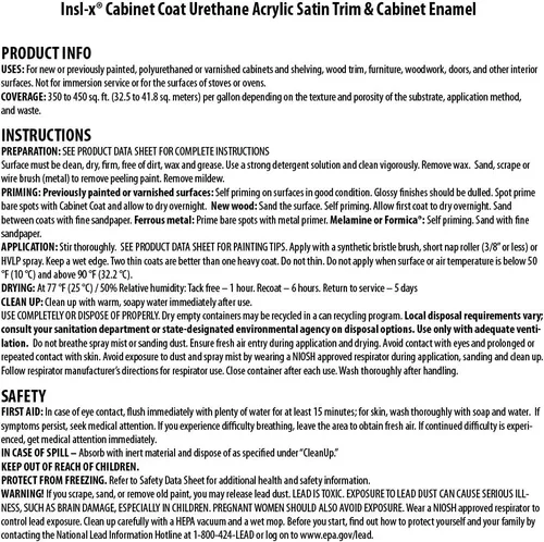 Vista 15 de INSL-X CC550109A-01 - Esmalte para gabinete, pintura satinada, color blanco, 128 onzas líquidas (paquete de 1)