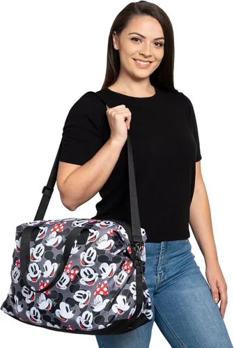 Vista 2 de Disney Tote Duffel Bag Mickey Mouse Friends All Over Print Weekender Travel