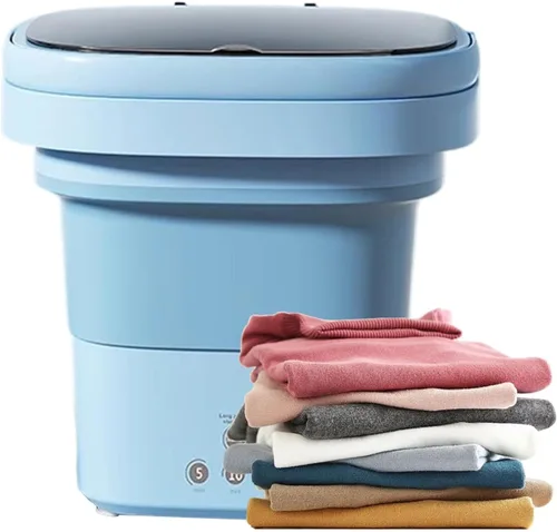 Small Washer Machine - 6 Liter Foldable Quiet Washer | Mini Laundry Machine With A Drain Basket | For Apartment Dorm House Travel Camping Laundry
