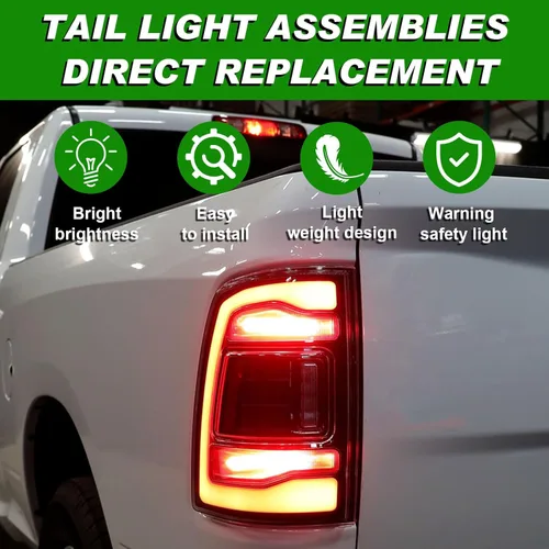 Vista 6 de Lochnchn Conjunto de luces traseras LED sin punto ciego, compatible con Ram 1500 2019 2020 2021 2022, luces traseras del lado del conductor, luces