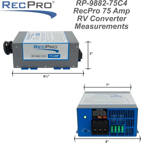 Vista 6 de RecPro Convertidor para RV de 75 Amp Convertidor de energía para RV y cargador de batería Carga inteligente de 4 etapas 120VAC a 12VDC Rango