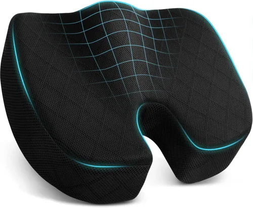 Vista 9 de TushGuard - Cojín para asiento de oficina, silla de ruedas o automóvil, espuma viscoelástica antideslizante, para aliviar el dolor de espalda, Rosa