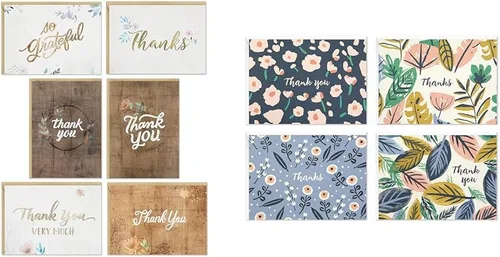 Hallmark Surtido de Tarjetas de Agradecimiento, Flores Rústicas y Surtido de Tarjetas de Agradecimiento, Florales Pintados