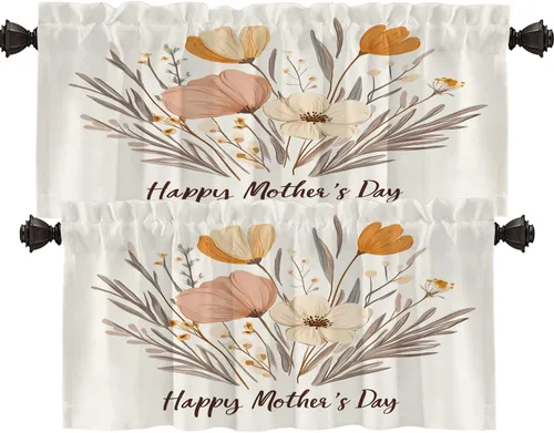 Vista 17 de Shrahala Blue Bright Tier Curtains for Kitchen Windows, Colorful Acrylic Paint Pour Abstract Design Cafe Curtain Multilayer Polyester Blackout Half