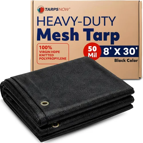 Vista 33 de Tarps Now Lonas de malla resistentes (4 x 10 pies) con ojales, lona de tela con 75 % de protección solar para pantalla de patio, bloque de viento