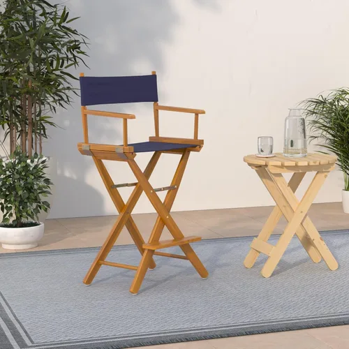 Vista 377 de Casual Home - Silla de director de 24.0 in, marco negro, con lona azul marino, altura de mostrador