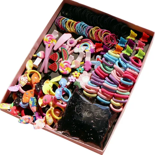Vista 12 de Juego de accesorios para el cabello - Coleteros, lazos elásticos sin delinear, cintas, sujetadores de cola de caballo, bandas de goma para niñas