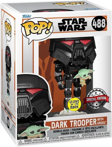 Vista 2 de Vinilo Pop - Star Wars - Dark Trooper con Grogu 488