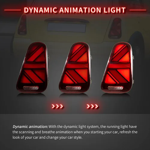 Vista 3 de VLAND LED Luces Traseras Rojas Compatibles Para [2001-2006 BMW Mini Cooper R50 R52 R53 y Mini Cooper Hatchback/Convertible de 1ª generación] Con