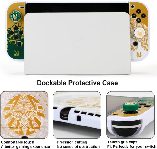 Vista 3 de Tscope Funda protectora para Nintendo Switch OLED, para Zelda Tears of The Kingdom, carcasa rígida acoplable, antiarañazos, a prueba de golpes