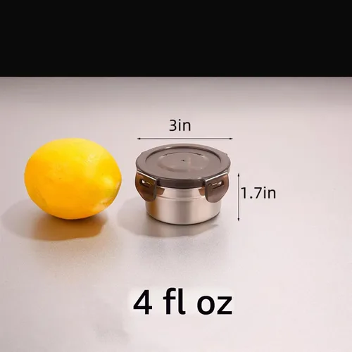 Vista 2 de Paquete de 3 recipientes pequeños de condimentos y inmersión de 4 onzas con tapas a prueba de fugas, tazas de salsa reutilizables de acero