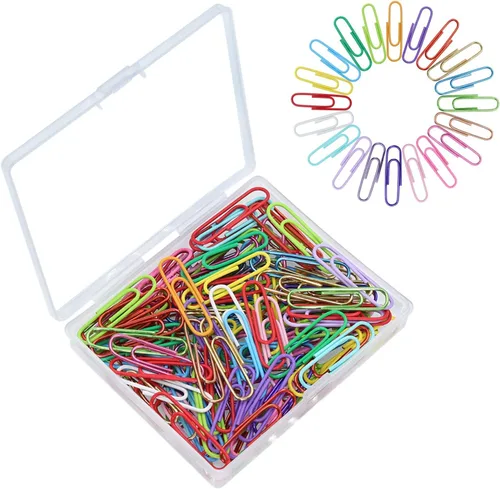 100 clips de papel con caja de plástico de clips de papel para oficina papelería 1.299 in multicolor I