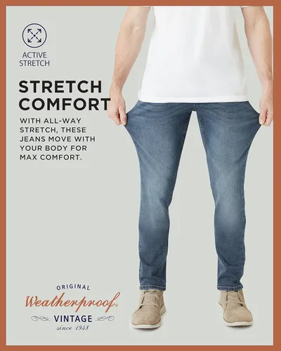 Vista 3 de Weatherproof Vintage Men's Jeans Super-Soft Denim Jeans Stretch Jeans for Men, Blue & Black Jeans for Men, Slim Fit Jeans