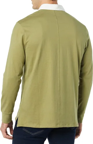 Vista 2 de Tienda Aware Camiseta de rugby de manga larga de algodón orgánico para hombre, verde salvia