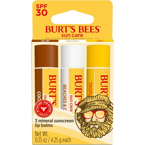 Vista 13 de Burt's Bees Bálsamo labial SPF 30, Island Getaway - Coco Loco, Beaches & Cream, Tropic Like It's Hot, cuidado solar resistente al agua, tratamiento