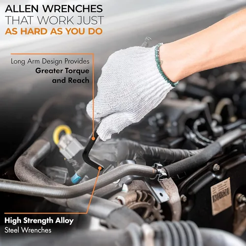 Vista 8 de AMERICAN MUTT TOOLS Juego de llaves Allen plegables con juego de llaves en L