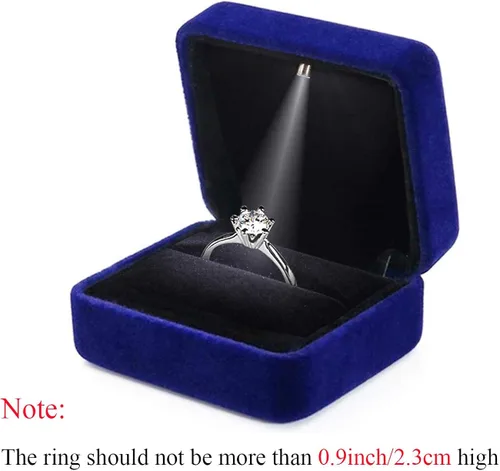 Vista 7 de GBYAN Velvet Ring Box with LED Light Jewelry Display Gift Box for Proposal,Engagement, Wedding