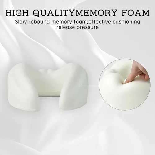 Vista 4 de Reidio Almohada de viaje de espuma viscoelástica para avión, diseño ergonómico, soporte para la cabeza, extraíble, lavable, súper suave, almohada