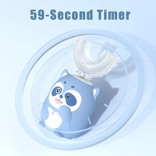 Vista 5 de Cepillo de dientes eléctrico en forma de U para niños – Cepillos de dientes eléctricos sónicos para niños pequeños con 6 cabezales de cepillo