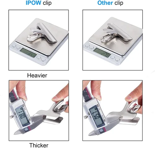 Vista 2 de 10 clips de metal anchos de 3 pulgadas, clips de sellado de bolsas de alimentos, abrazaderas de papel de acero inoxidable resistentes para paquetes