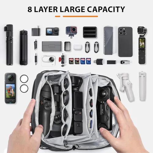 Vista 2 de Tomat Osmo Pocket 3 Bolsa de transporte para DJI Osmo Pocket 3/Osmo Mobile 7P/SEAccessories, estuche grande de viaje portátil impermeable multicapa