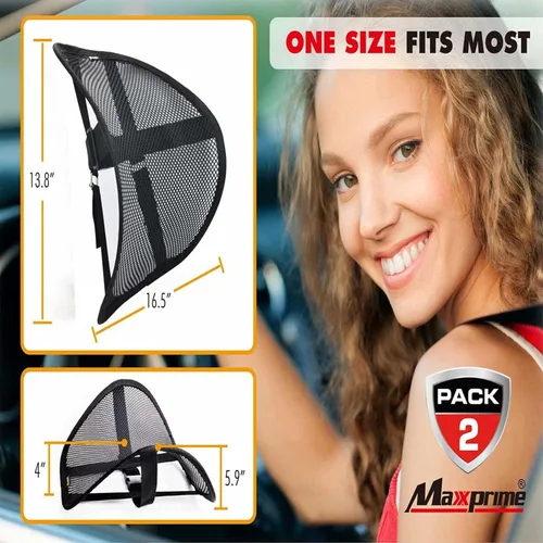 Vista 5 de Paquete de 2 cojines de apoyo lumbar, de malla transpirable, almohadilla de apoyo para la parte trasera del automóvil, para la protección