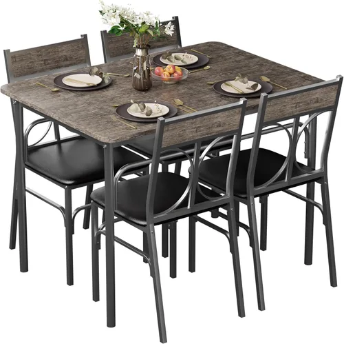Vista 14 de VECELO Juego de mesa de comedor de 3 piezas para 2, juego de mesa de cocina con 2 sillas para espacio pequeño, ahorro de espacio y diseño moderno