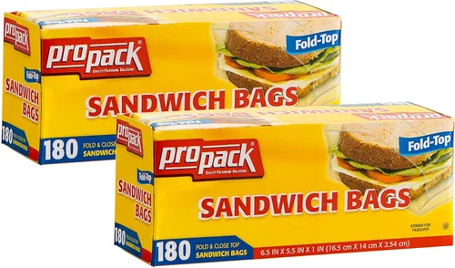 Bolsas de plástico desechables para sándwich con cierre plegable, 360 bolsas, ideales para el hogar, oficina, vacaciones, viajes, sándwich, frutas,