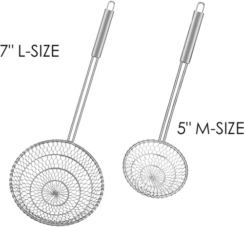 Vista 9 de Espumadera con red espiral, utensilios asiáticos en acero inoxidable, Plateado