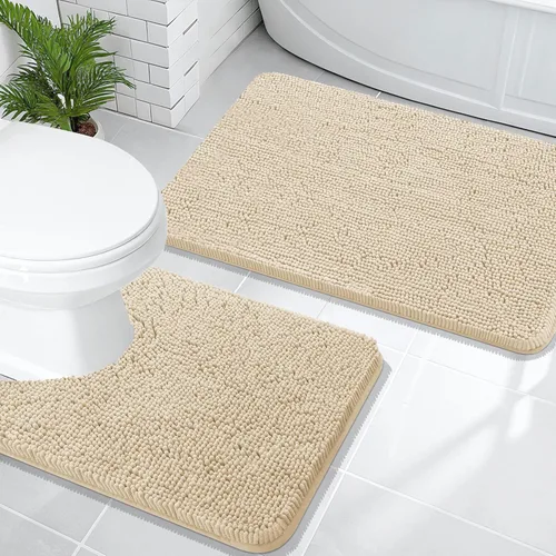 Vista 91 de OLANLY Juego de 2 alfombras de baño de felpilla suave y absorbente, antideslizantes, de secado rápido, lavables a máquina, accesorios de decoración
