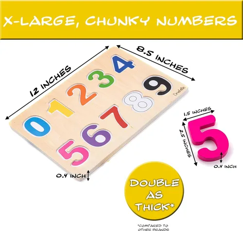 Vista 5 de Rompecabezas de números educativos de madera magnética - Aprende números y juguete de reconocimiento de color - Juego preescolar para niños pequeños