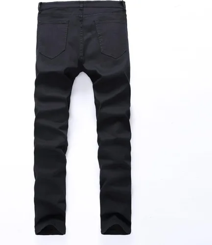 Vista 2 de Leward - Pantalones vaqueros para hombre ajustados elásticos color negro
