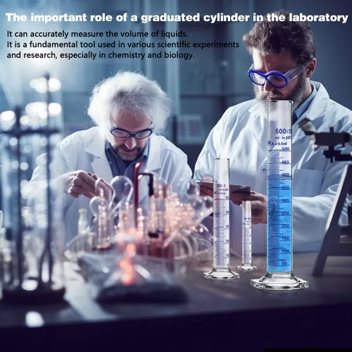 Vista 7 de Cilindro graduado de vidrio grueso para medir líquidos, base hexagonal para laboratorio, cilindros con cepillo de cilindro incluido (Vidrio, 25ML)