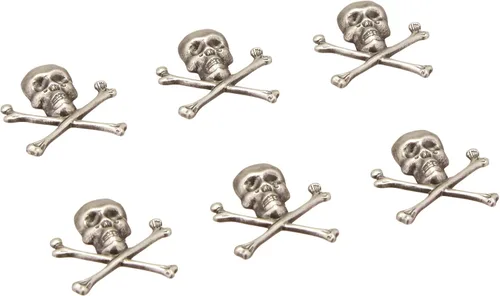 Tim Holtz Idea-ology Adornos para artes y manualidades, huesos cruzados, 6 piezas, 0.75 x 0.75 pulgadas cada uno, níquel antiguo, TH93089, plata
