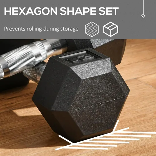 Vista 5 de Soozier 2 x 12lbs/2 x 15lbs/2 x 40lbs/2 x 45lbs/2 x 50lbs Hex Dumbbell Set of 2, Rubber Weights Exercise Fitness Dumbbell with Non-Slip Handles