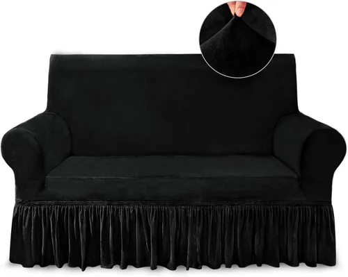 Vista 39 de NICEEC Funda para Sofá de Dos Plazas Súper Suave de 1 Pieza Color Café Claro Funda Elástica para Sofás de Dos Plazas Elástica Universal de Spandex