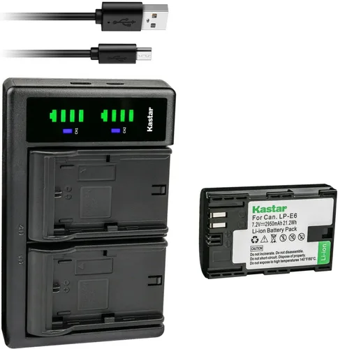 Vista 8 de Kastar LP-E6 LTD2 Cargador de batería USB de repuesto para Canon LP-E6, LP-E6N, LP-E6N Pro, batería LP-E6NH, Canon LC-E6, LC-E6E cargador, Canon EOS