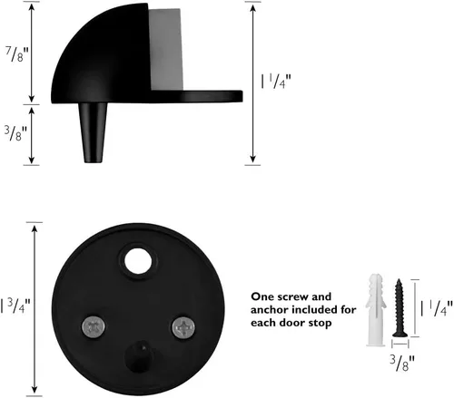 Vista 5 de Design House Design House 189134 - Protector de pared para puerta con tapón de goma, color negro mate, 5 unidades, 189134