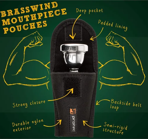 Vista 6 de Protec Boquilla Tuba Bolsa acolchada de nailon con cierre seguro de gancho y bucle, modelo A205