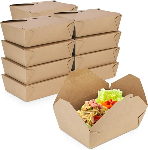Fit Meal Prep Paquete de 36 recipientes desechables de 76 onzas para llevar para microondas, cajas de papel kraft para llevar, contenedores de