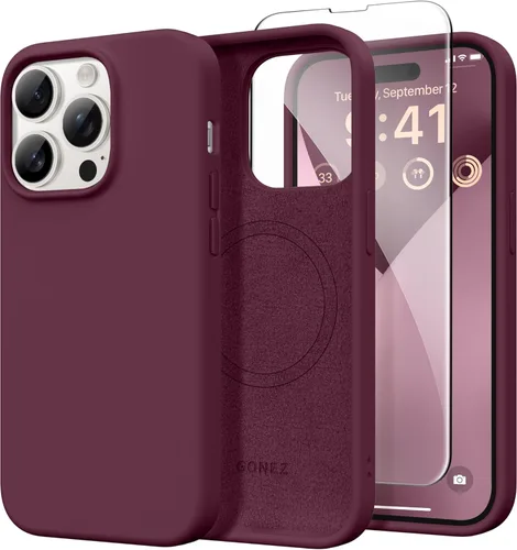 Vista 247 de GONEZ Funda magnética para iPhone 14, compatible con Magsafe, con protector de pantalla + protector de cámara, forro de microfibra antiarañazos