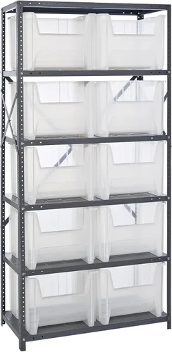 Vista 13 de Quantum QSBU-245BK Heavy Duty Shelving Unit with (7) Shelves and (24) QUS245 Black Bins for Garage Warehouse Storage Distribution 400 lb Load