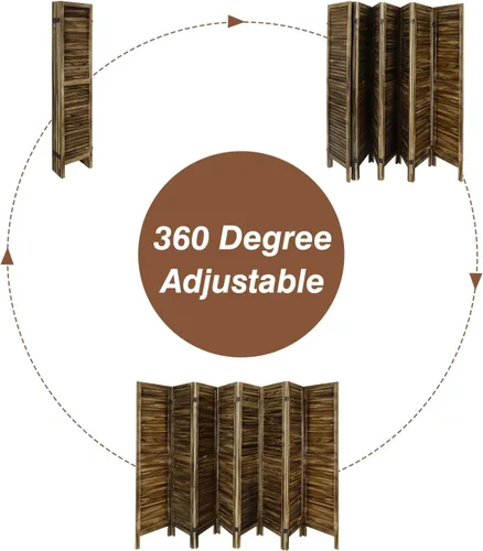 Vista 36 de ECOMEX Divisor de habitación de madera con 8 rejillas de 5.6 pies de alto, paneles de pantalla de privacidad plegables, pared divisora