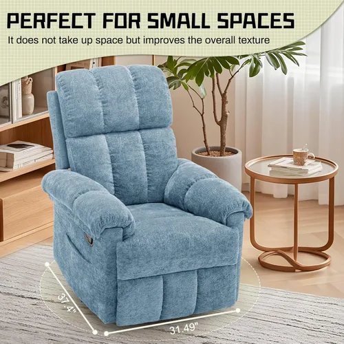 Vista 8 de Korser Silla reclinable, silla reclinable giratoria para adultos, reclinables pequeños para espacios pequeños, silla reclinable manual con bolsillos