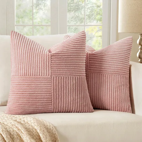 Vista 37 de MIULEE - Juego de 2 fundas de pana suave para cojines, diseño bohemio con parches texturizados unicolor, almohadones decorativos para sala de estar