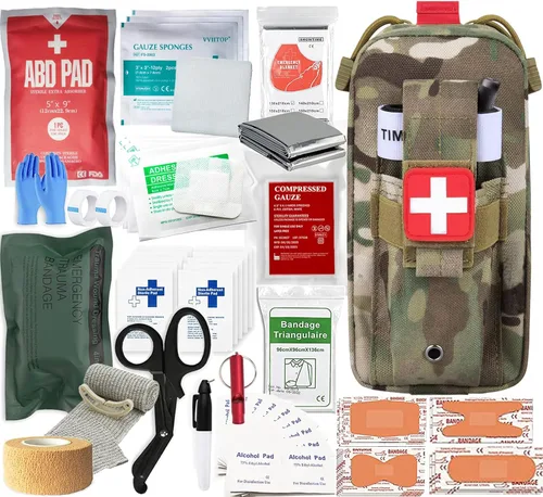 Vista 10 de Kit Médico de Trauma Kit de Control de Sangrado, Kits de Primeros Auxilios de Supervivencia de Emergencia EMT IFAK Kit Médico para Control